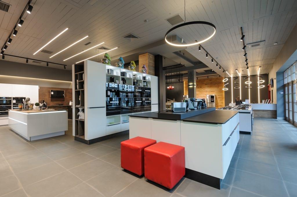 Brand new home appliances in store showroom